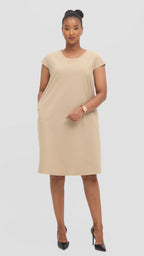 Zosa, beige relaxed office dress