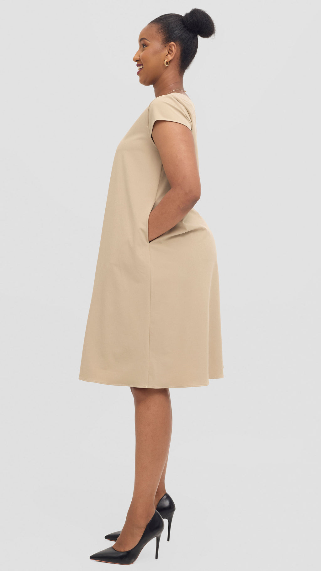 Zosa, beige relaxed office dress