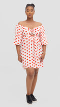 Zosa, slay  Red and white polka dot chick offshoulder