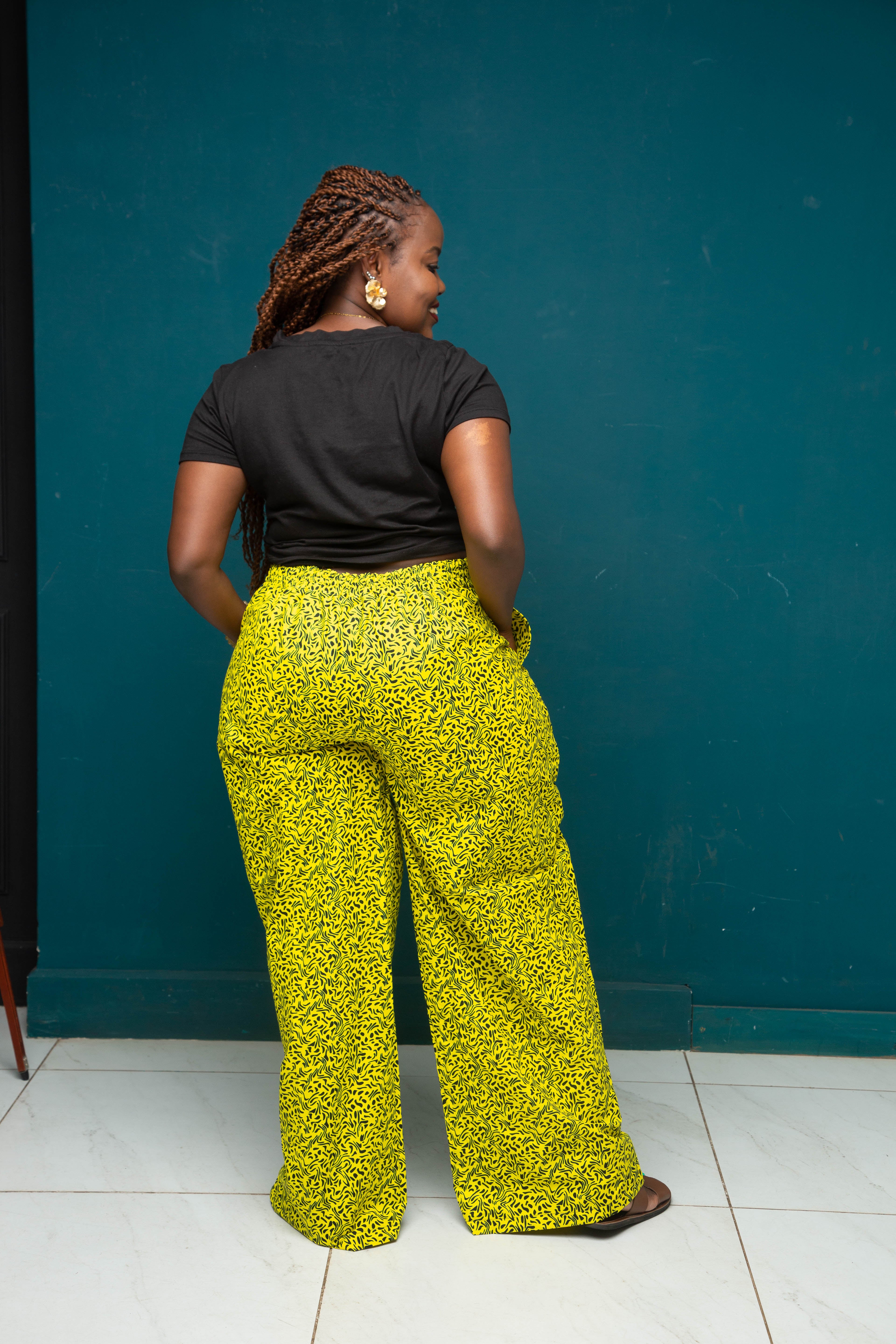 ZOSA Yellow Ankara Pant- Plus  SIZE  for women