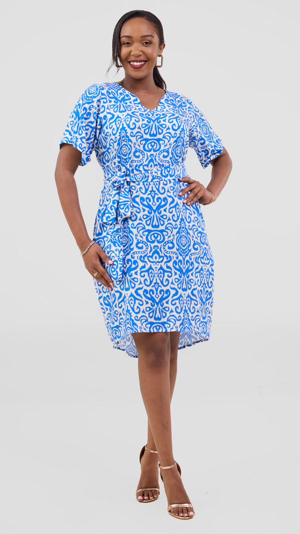 ZOSA Blue Mirage  Knee-length ,High low Dress ,  Effortless  classy &  confy