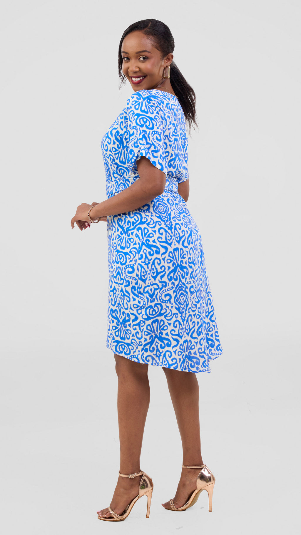 ZOSA Blue Mirage  Knee-length ,High low Dress ,  Effortless  classy &  confy