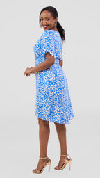 ZOSA Blue Mirage  Knee-length ,High low Dress ,  Effortless  classy &  confy