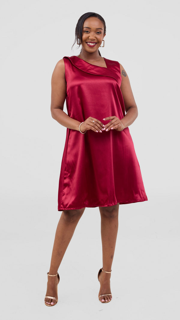 Zosa burgundy silk ,satin dress, elegant on grossy