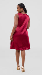 Zosa burgundy silk ,satin dress, elegant on grossy