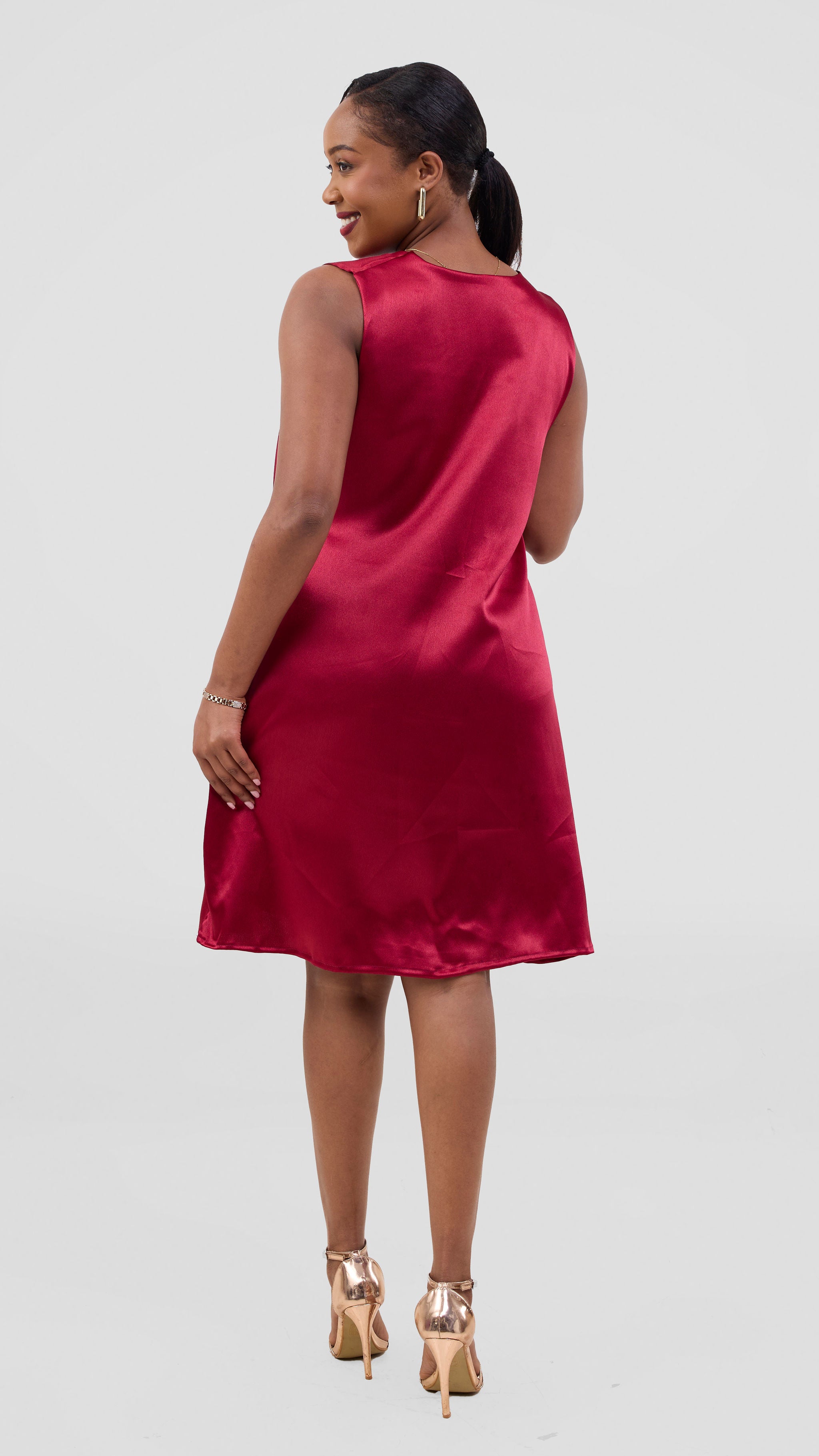 Zosa burgundy silk ,satin dress, elegant on grossy