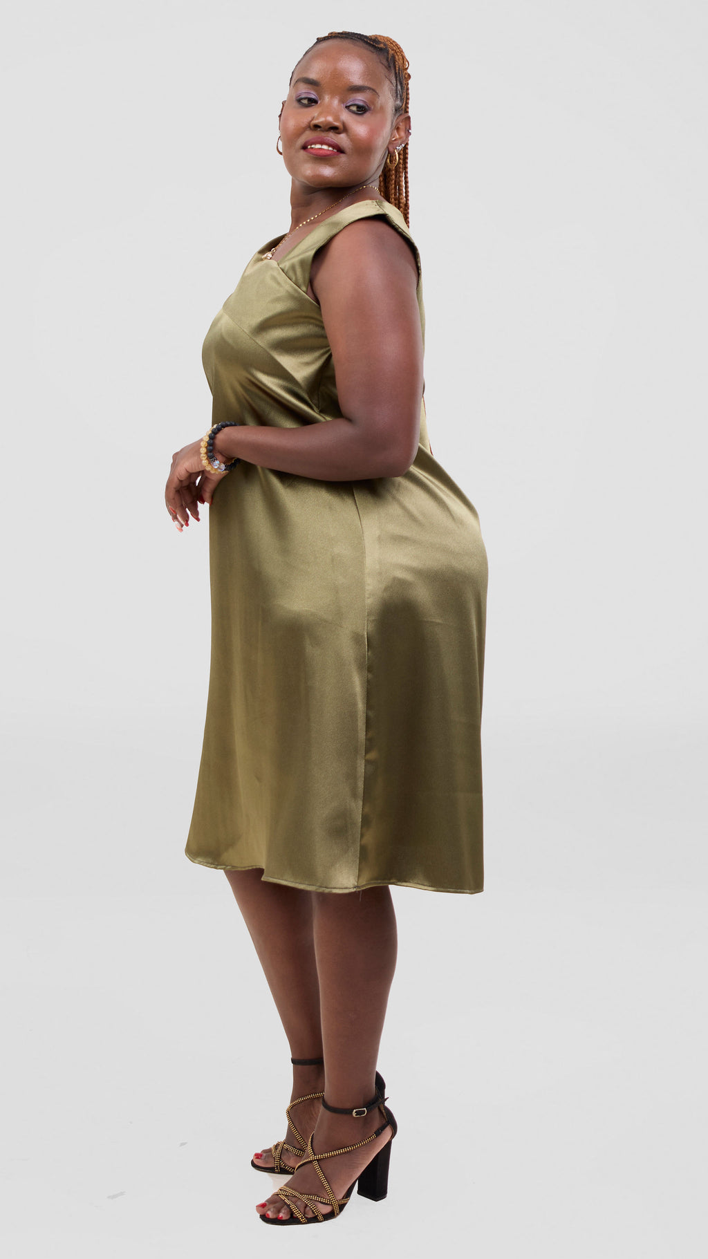 Zosa Green silk ,satin dress, elegant on grossy