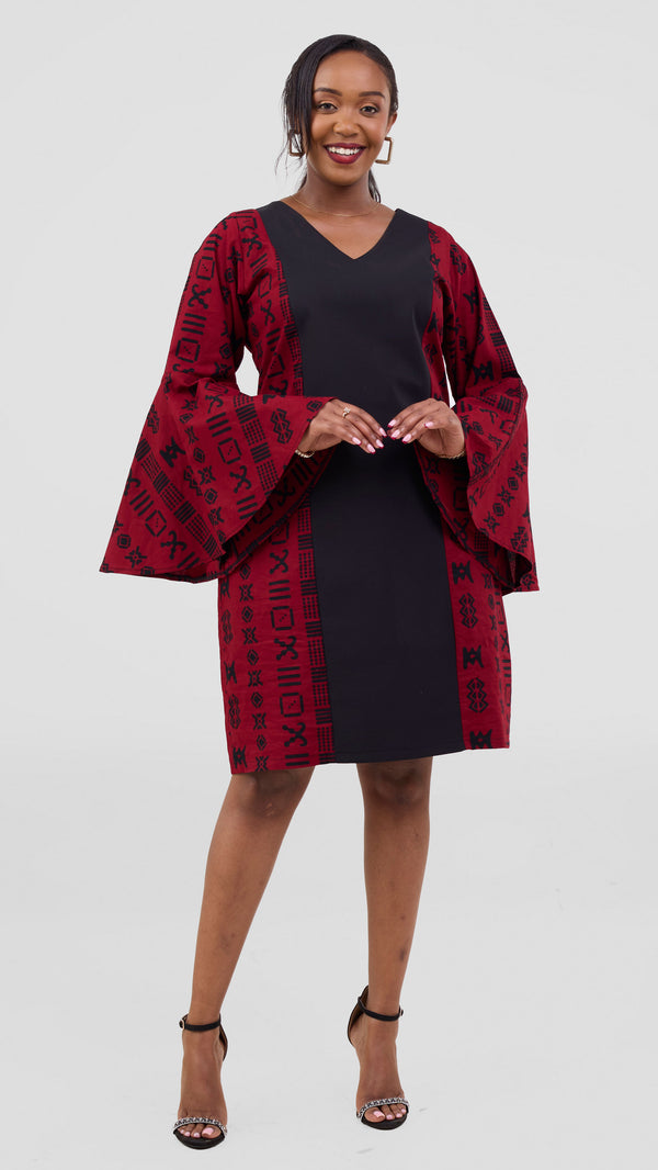 Zosa Dinka red bell sleeve midi dress