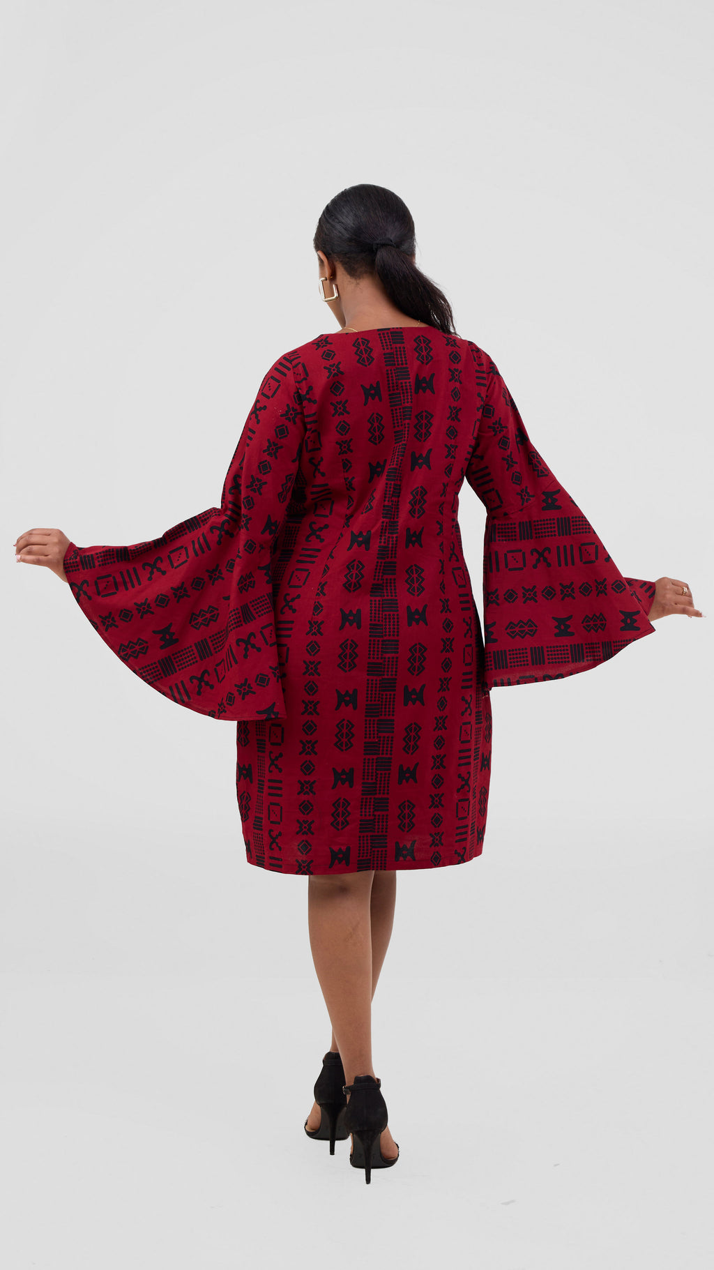 Zosa Dinka red bell sleeve midi dress