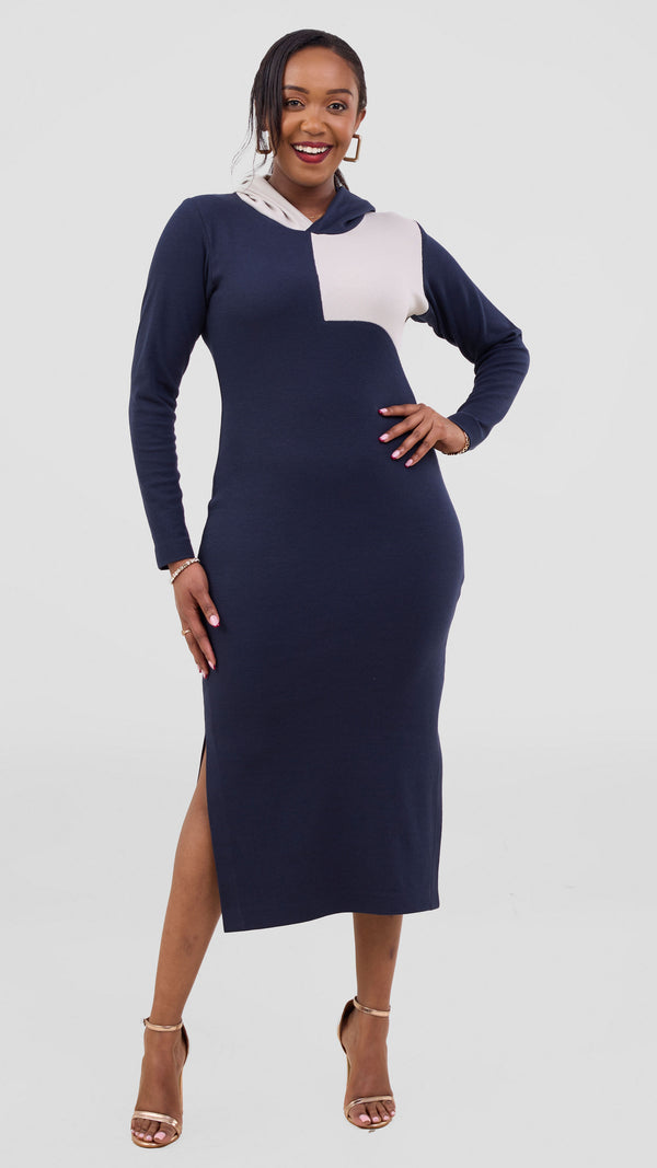 Zosa navy hooded hugsy  bodycon ress