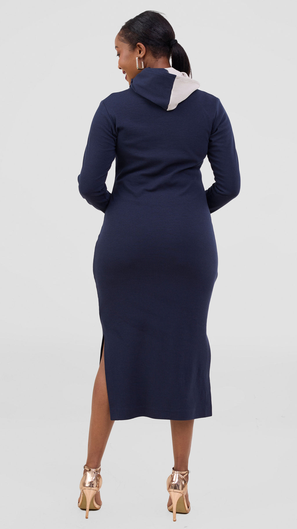 Zosa navy hooded hugsy  bodycon ress