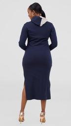 Zosa navy hooded hugsy  bodycon ress