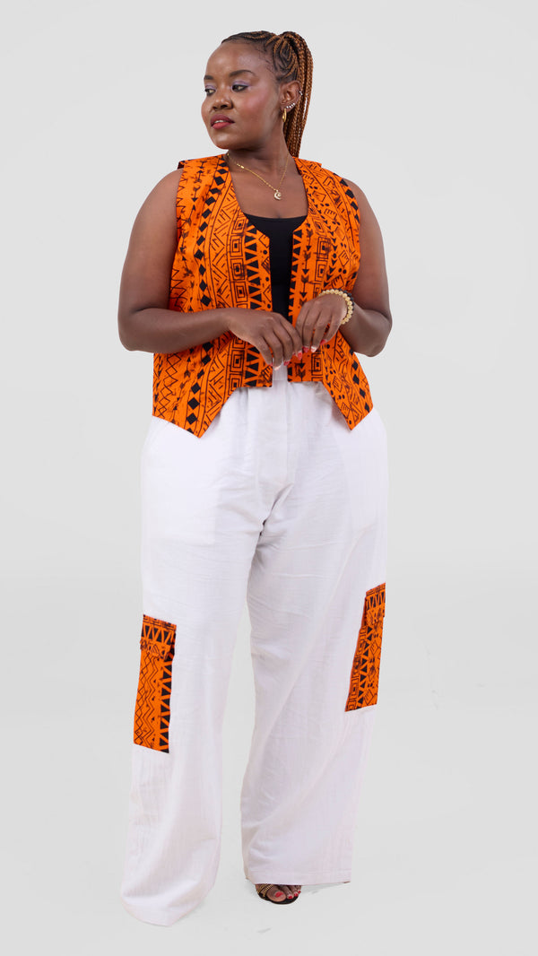 Zosa Ankara flame vest and linen wide leg pant set