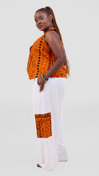 Zosa Ankara flame vest and linen wide leg pant set