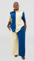 Zosa two time azure and ivory button. Up pants set