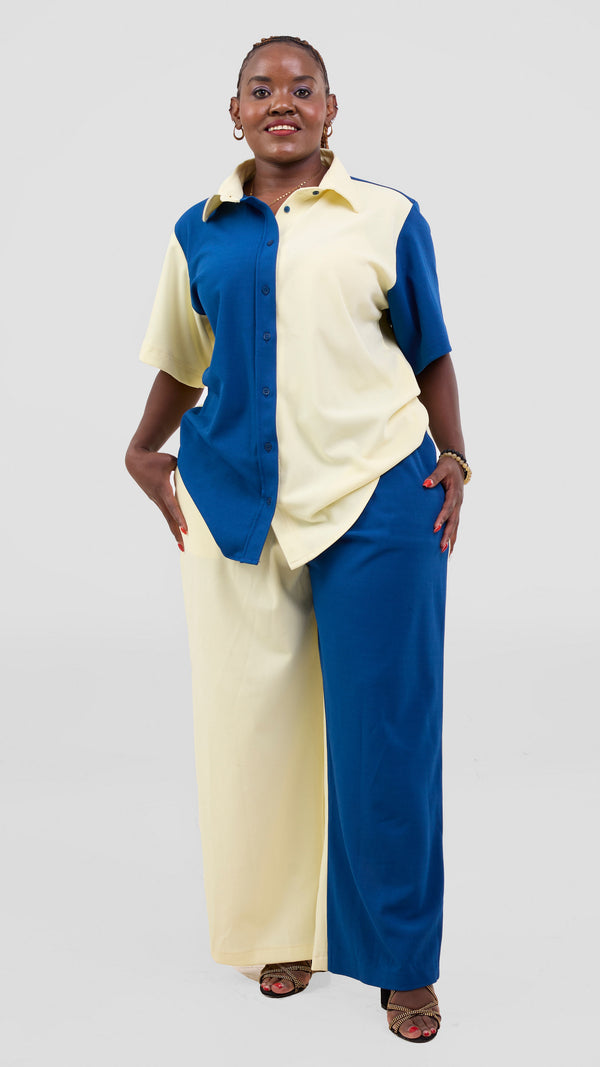 Zosa two time azure and ivory button. Up pants set