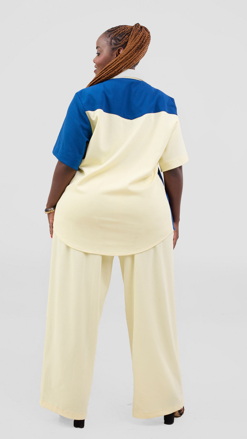 Zosa two time azure and ivory button. Up pants set