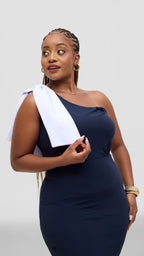 Zosa One Shoulder  midnight -museNavy Maxi Dress | Elegant Luxury Evening Dress)