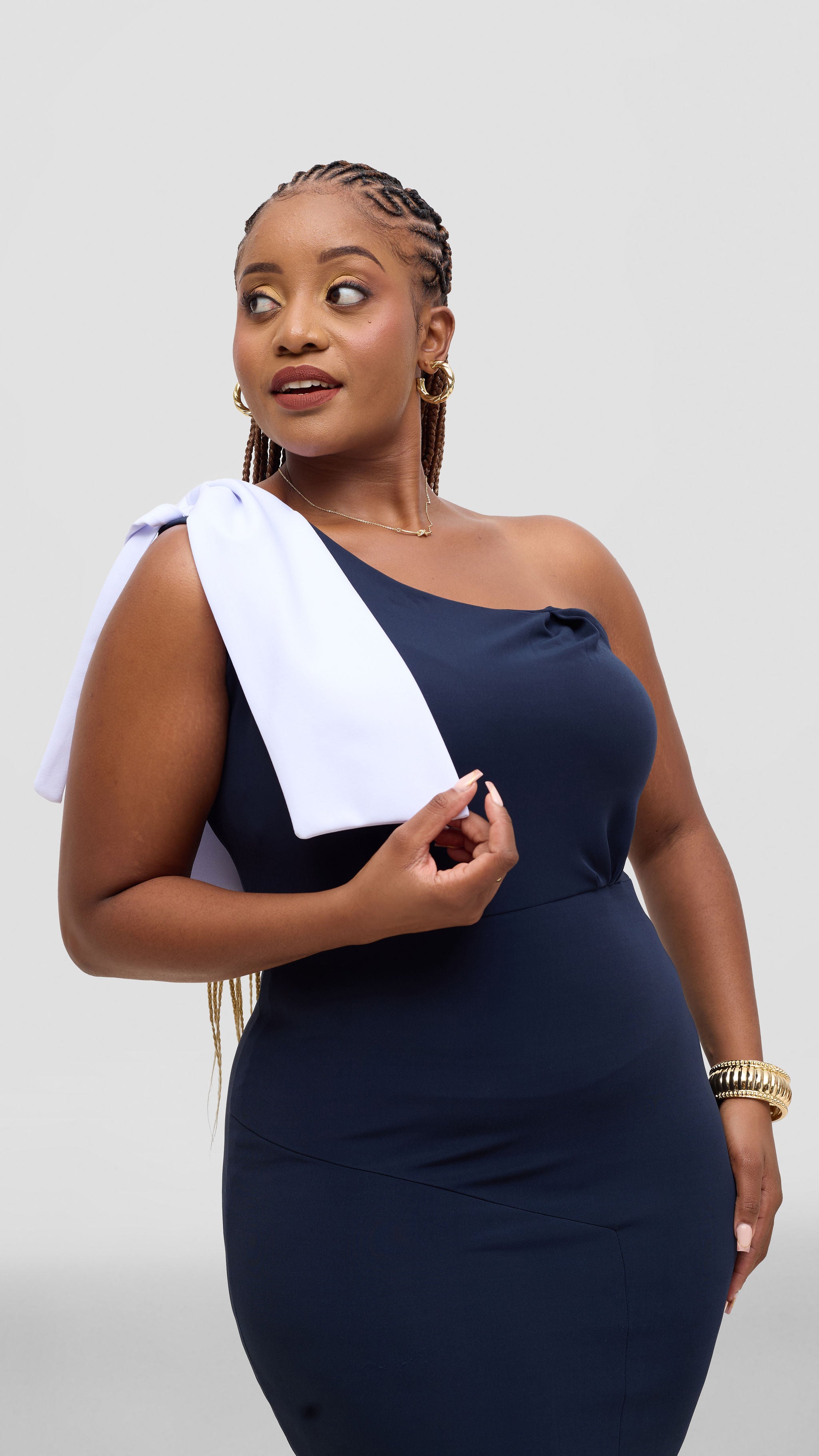 Zosa One Shoulder  midnight -museNavy Maxi Dress | Elegant Luxury Evening Dress)