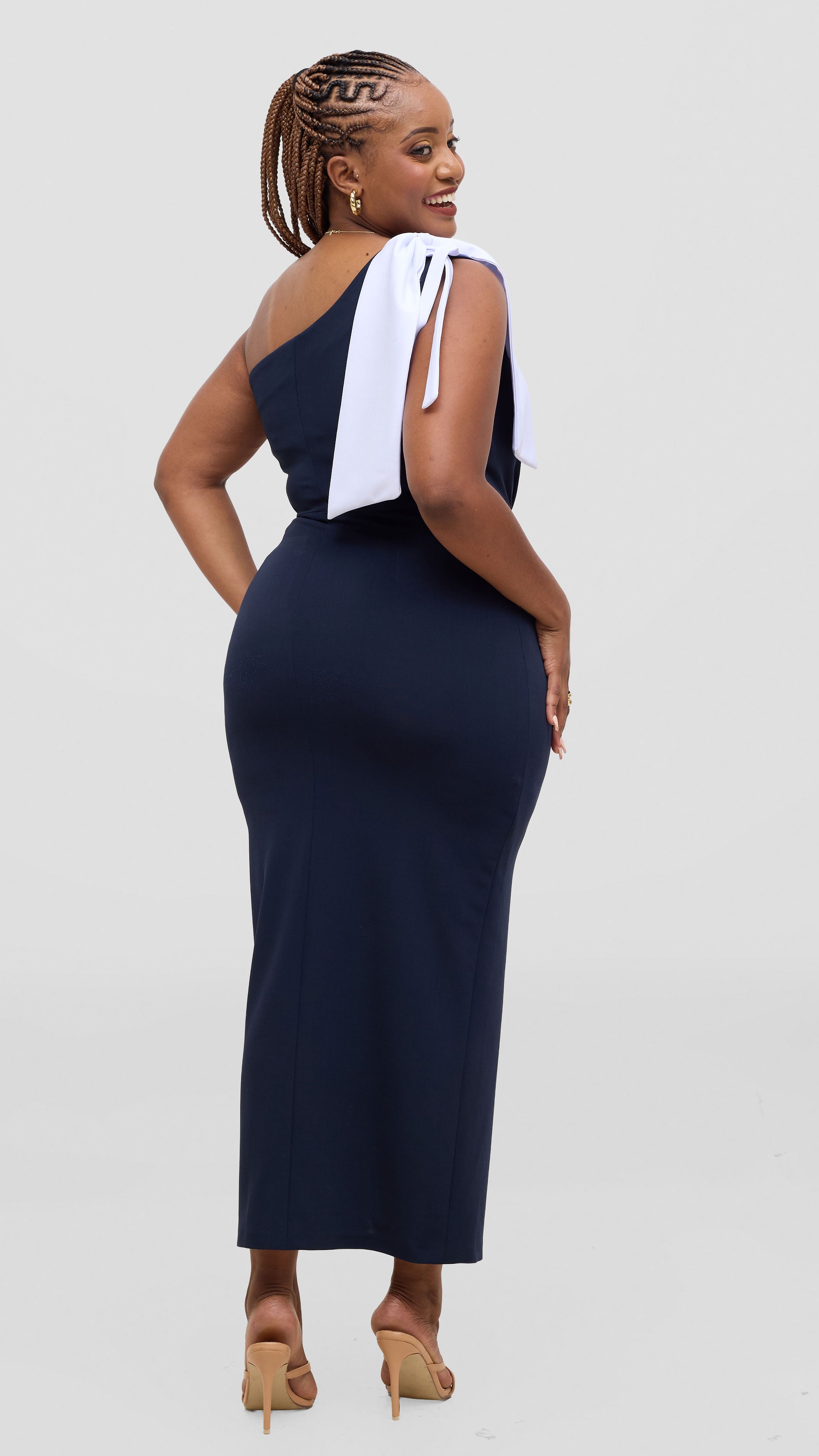 Zosa One Shoulder  midnight -museNavy Maxi Dress | Elegant Luxury Evening Dress)
