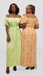 Lime Green Off-Shoulder Maxi Dress – Easy Free Bohemian Summer Dress for Women