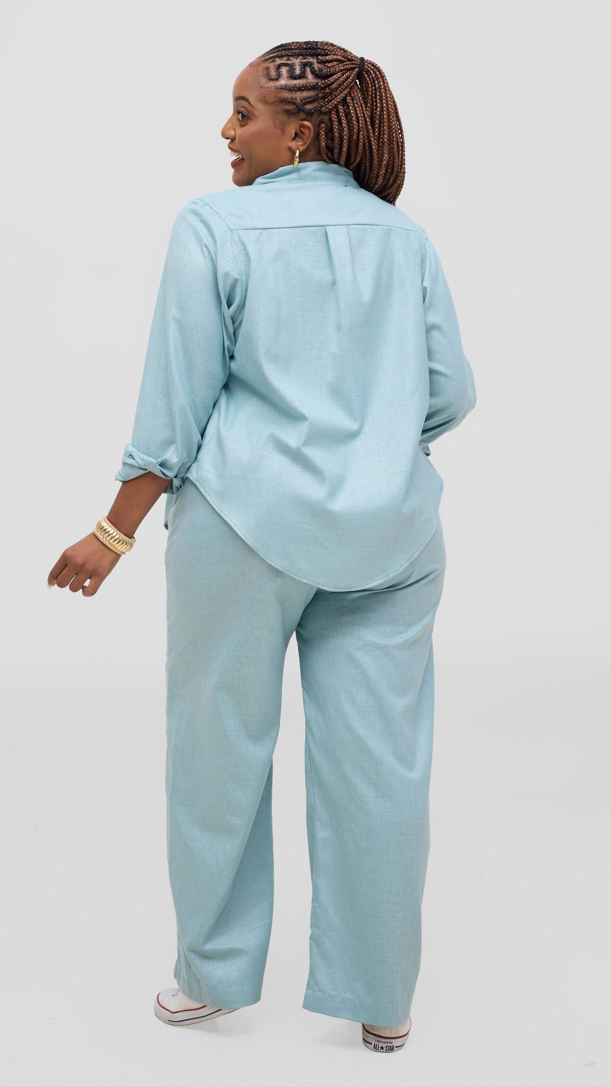Aqua Wide-Leg Linen Pants for Women – Premium Heavy Linen