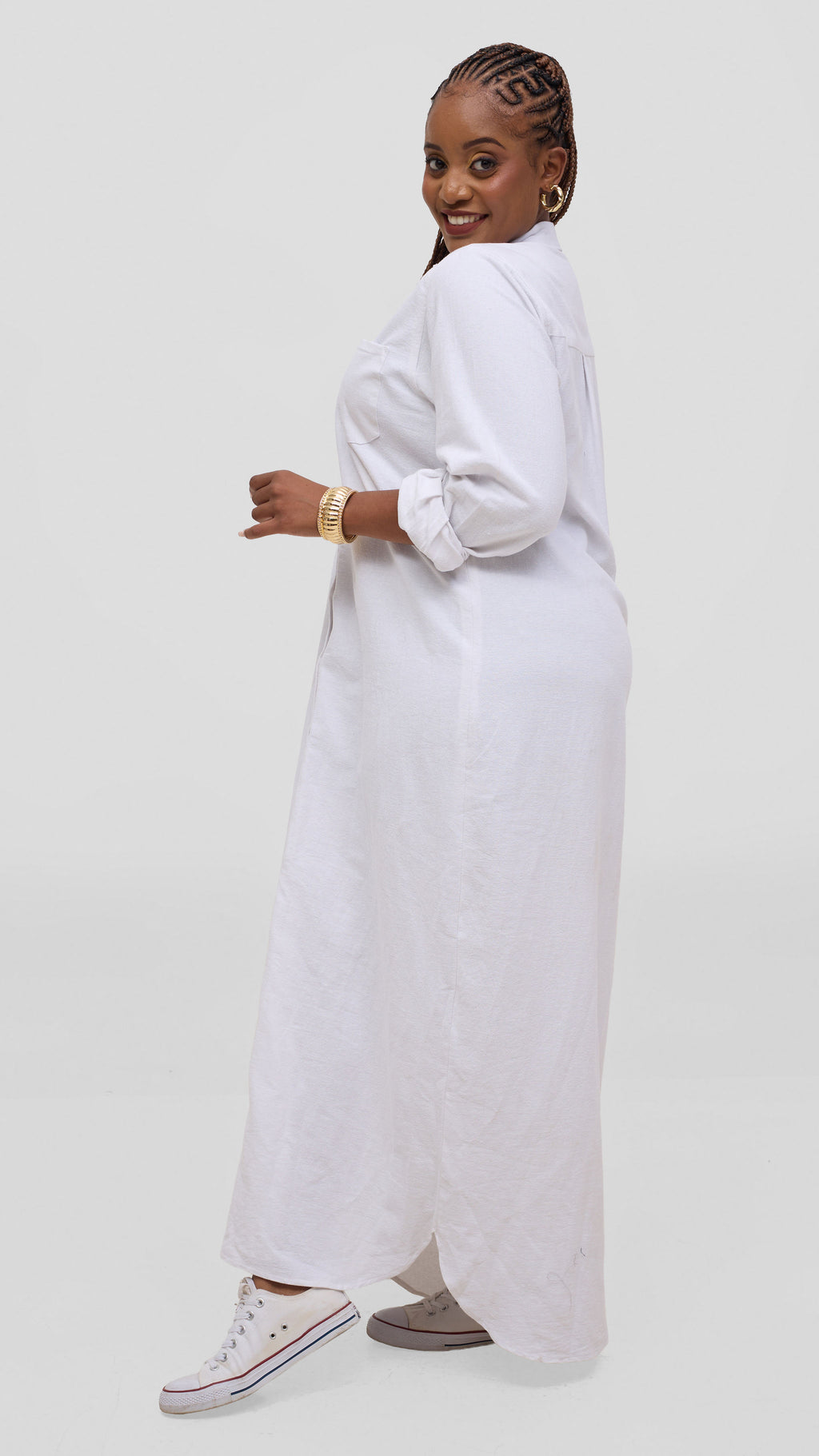 zosa White Voyage Premium Linen Shirt Dress – Sustainable Luxury for Effortless Everyday Style