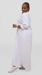 zosa White Voyage Premium Linen Shirt Dress – Sustainable Luxury for Effortless Everyday Style