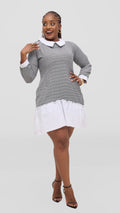 checked peter -pan bodycon dress