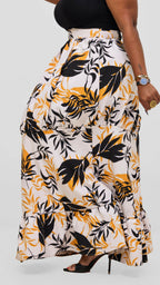 Zosa Leafy Wild Whisp Tiered Skirt - Black Print