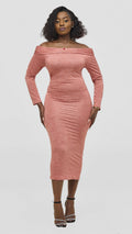 Zosa Div'ale Off shoulder Dress - Salmon Pink