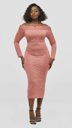 Zosa Div'ale Off shoulder Dress - Salmon Pink