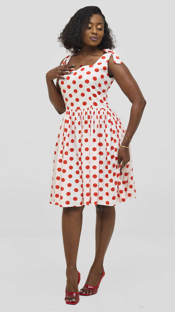 Zosa Polka dot Zolaa Summer Dress ; Knee-Length Chiffon Cotton Dress