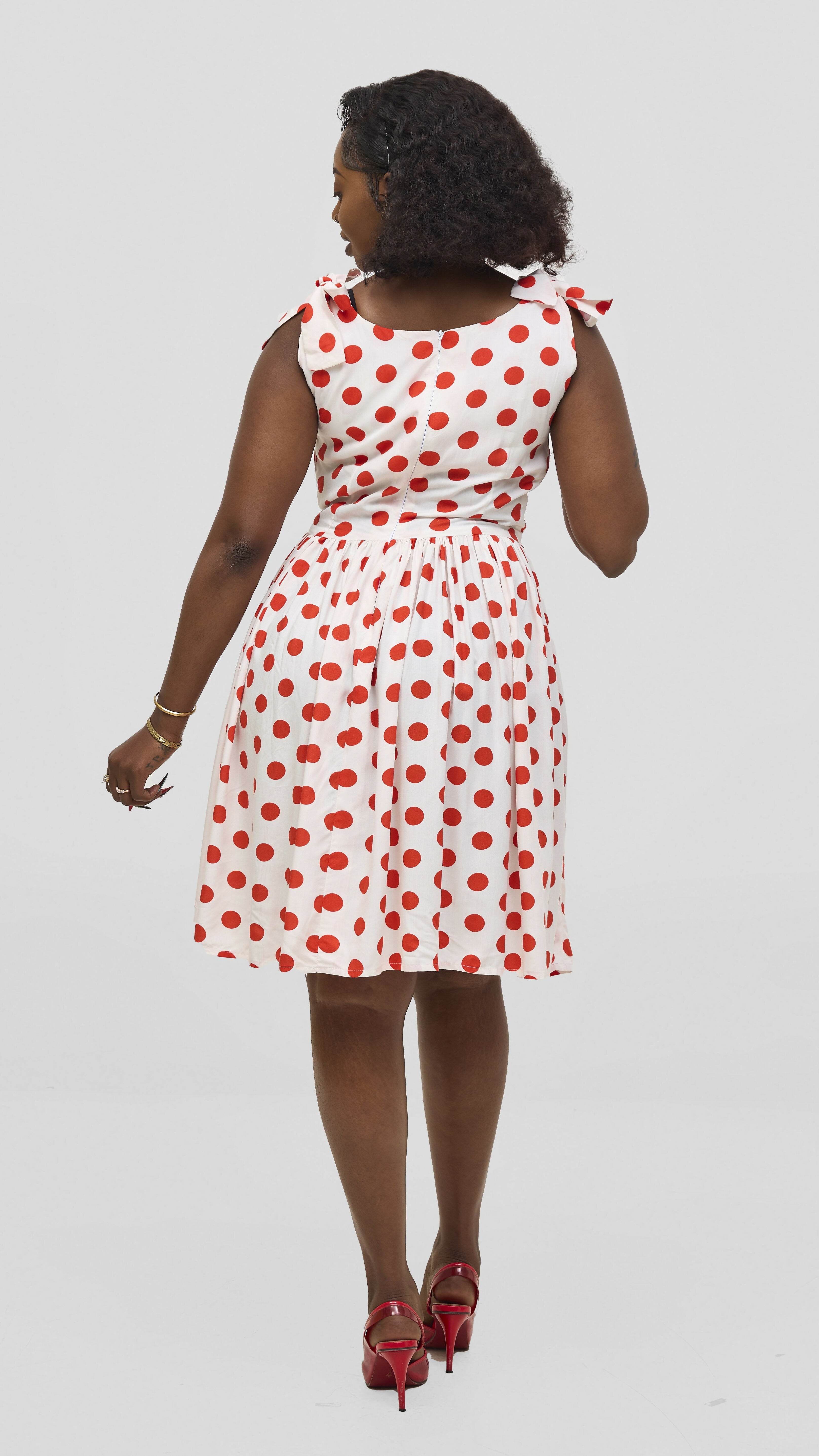 Zosa Polka dot Zolaa Summer Dress ; Knee-Length Chiffon Cotton Dress