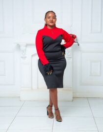 Black & Red with Feathers Bosselle official dress